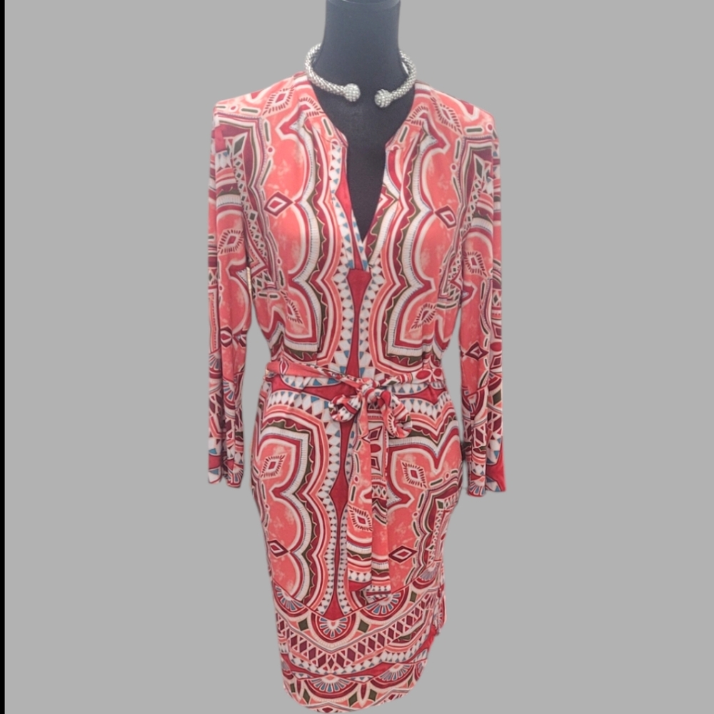 Ali Ro Ladies Patterned Long Sleeve Shift Dress